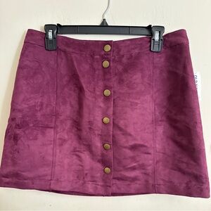 Old Navy Womens Purple Mini Skirt Faux Suede Front Snap Button Size 8 NWT